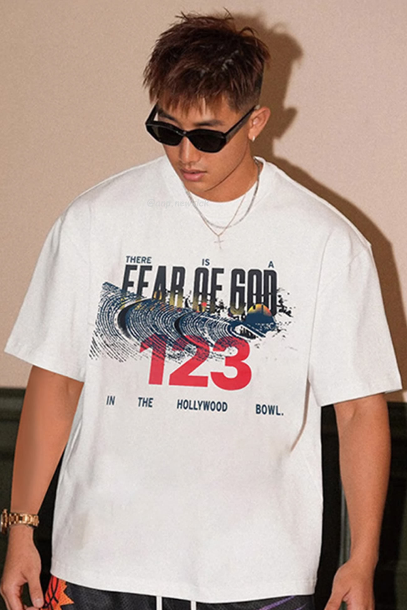 Fear Of God X Rrr 123 Co Branded Letter Printed Short Sleeve T Shirt White (2) - newkick.vip